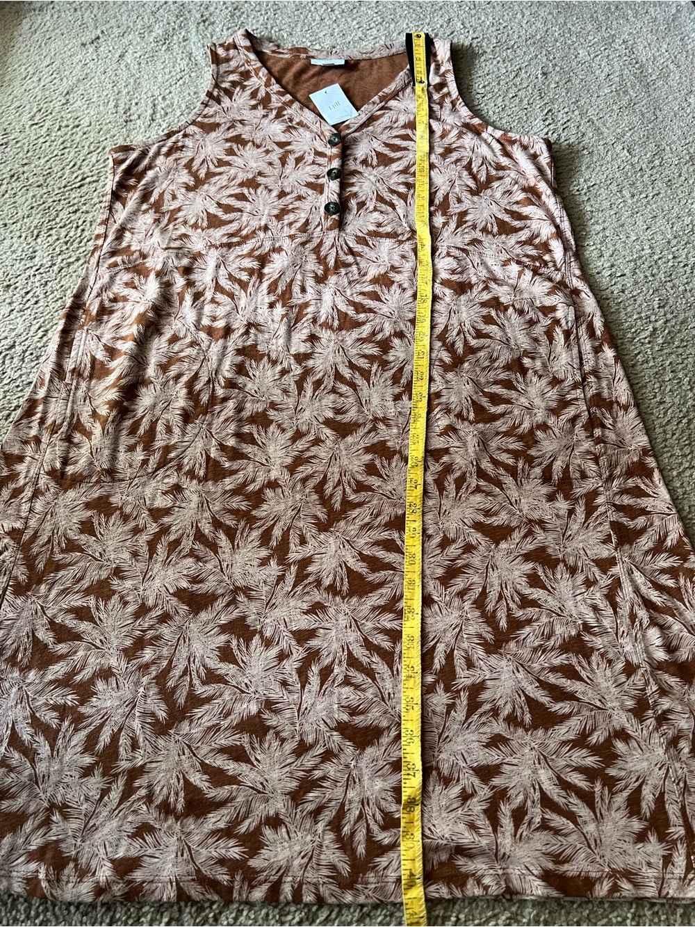 NWT J. Jill Seamed V-Neck Palm Print Tank Dress in Auburn Skies Sz L - Picture 7 of 9